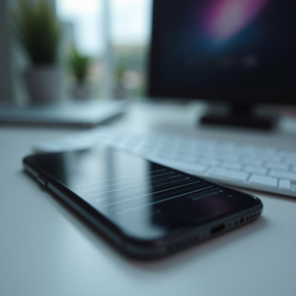 linie na ekranie iPhone'a