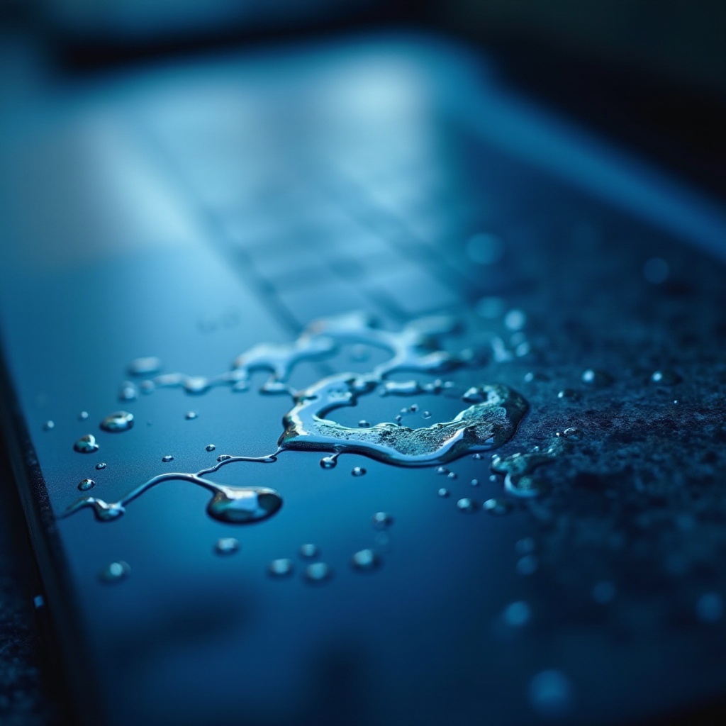 laptop z uszkodzonym ekranem wodą