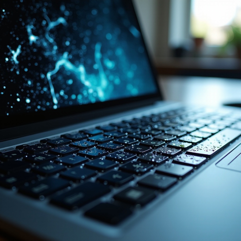 laptop cu ecran deteriorat de apă